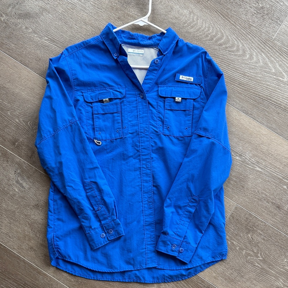 Vibrant Blue Men's Casual Button-Down Shirt